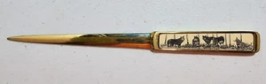 Vintage Gold Tone Metal Opener With Wolf Design - Picture 1 of 6