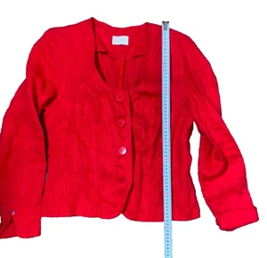 Mac Scott Jacket Women Blazer Medium Red Linen Short Italian 40 Size S UK - Picture 1 of 11