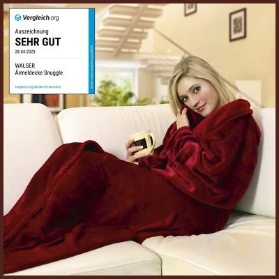 Kuscheldecke mit Ärmeln, Couchdecke, warme Ärmel-Fleecedecke Rot 150x180cm - Bild 1 von 4