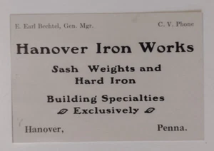 1915 Hannover Eisenhütte Werbung Hannover, Pennsylvania - Bild 1 von 1