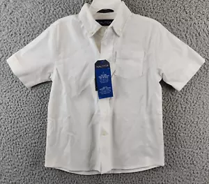 Nautica Oxford Short Sleeve Button Down Shirt Boys S/4 White Pocket Collared - Picture 1 of 12