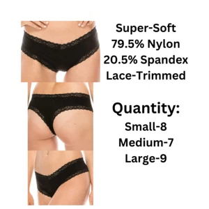 24 Pairs of Women's Cheeky Lace-Trimmed Women's Panties, Wholesale Bulk Panties. - Picture 1 of 1
