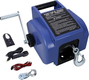 12V 6000 lb Portable Reversible Electric Winch for Towing Boats Galvanized Rope - Picture 1 of 7