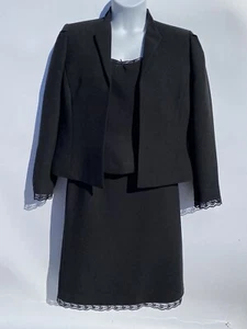 Tahari Arthur S. Levine Black Blazer Skirt Suit w/ Top Set 12 - Picture 1 of 20