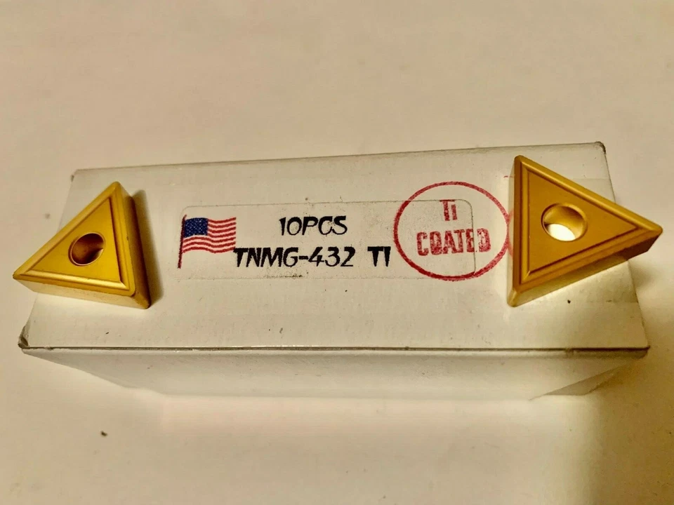 NUEVO 10 PIEZAS HECHO EN EE. UU., TNMG 432, INSERTOS DE CARBURO RECUBIERTOS DE ESTAÑO Foto 1 de 1