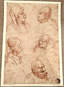 Leonardo da Vinci - Cinque Teste Grottesche - Five Grotesque Heads Italy Printed - Imagen 1 de 4