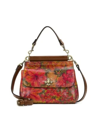 Patricia Nash Noelle Top Handle Crossbody Satchel Bag Floral Oil Painting - Image 1 of 4