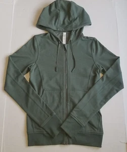 Lululemon Press Pause Jacket Juniper Green Sz 4 Hood French Terry Lightweight - Picture 1 of 8