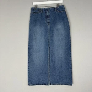 Vintage New York & Company Womens Skirt 10 Blue Split Leg Jean Midi Y2K 90s - Picture 1 of 10