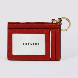 Coach Mini Skinny ID Case Card Keychain Leather Wallet - Picture 1 of 3