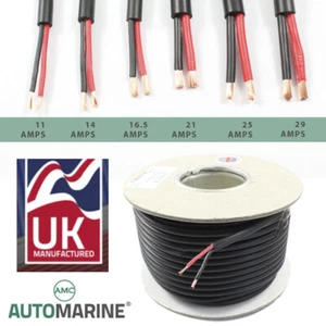 TWIN 2 Core PVC Cable 12v 24v Thin Wall Wire Automotive Red Black ROUND Profile  - Picture 1 of 15
