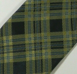 Blue Gold Plaid Silk Tie - Picture 1 of 6