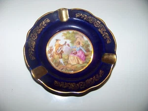 Cenicero Limoges vintage azul oscuro fumar tabaco - Imagen 1 de 3