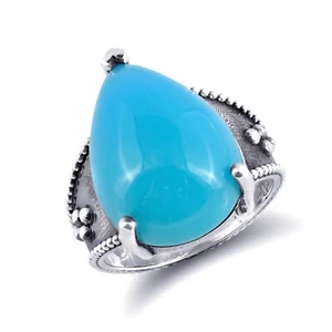 "Paraiba" Farbe Achat 12,12 Karat in Silberring gefasst - kostenloser Versand - Bild 1 von 3