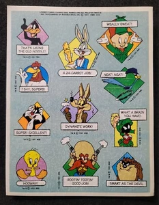 LOONEY TUNES VINTAGE STICKER "1991" HALLMARK WARNER BROTHERS 12 TOTAL - Imagen 1 de 1