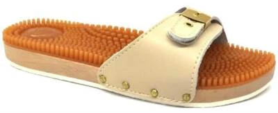 MAURI ZOCCOLI UOMO LEGNO E PIOLI  CIABATTE BEIGE UOMO MADE IN ITALY - Image 1 of 4