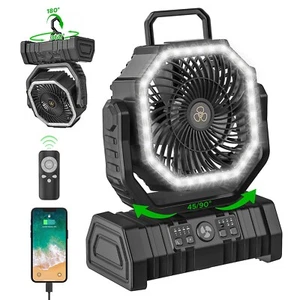 20000mAh Portable Camping Fan Battery Powered Tent Light Fan with LED Light Fan - Picture 1 of 9