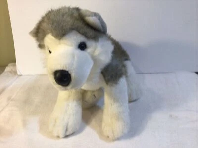 Build A Bear Blue Eyed Siberian Husky Dog 16" Gray Plush BAB Sound “I Love You” - Image 1 of 4