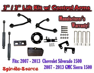 3" / 3" CONTROL ARM LIFT KIT+SHOCKS FOR 07 - 16 Chevy Silverado GMC Sierra 1500 - Foto 1 di 2