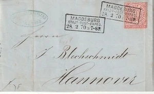 Rechnung m.Nr.16 NDP Kastenstempel MAGDEBURG STADT-POST-EXPED. 28.2.1870 n-Hanno - Bild 1 von 3