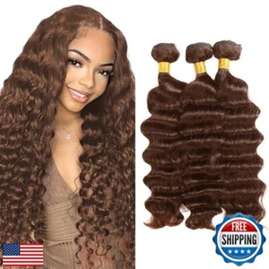 Pacchetti capelli umani onde profonde sciolte colore marrone cioccolato #4 32 32 - Foto 1 di 5