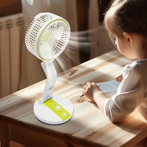 Folding USB Fan Table Fan Strong Cooler Wind Solar Desk Fan w/LED Portable - Picture 1 of 15