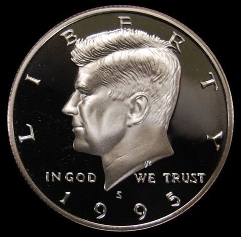 1995 S Kennedy Half Dollar Gem Deep Cameo Clad PROOF US Mint Coin Cover