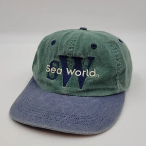 Gorra de camionero vintage Sea World Capital Letters verde azul Snapback talla única - Imagen 1 de 10