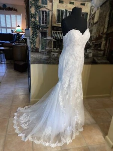 Davids Braut elfenbein Spitze trägerlos WG 3988 Herzausschnitt Trompetenkleid 8 neu mit Etikett - Bild 1 von 13