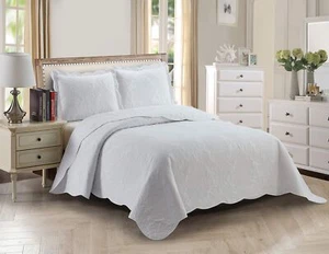 Home Collection 3pc Full/Queen Over Size Elegant Embossed Bedspread Set Light... - Picture 1 of 2