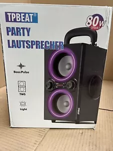 TPBEAT Tragbarer, leistungsstarker Bluetooth-Lautsprecher, kabelloser 80-W-Party - Bild 1 von 2