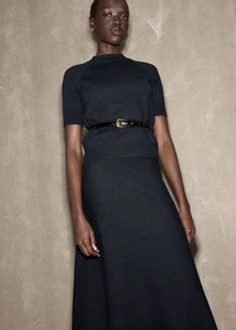 NUEVO MANGO Jersey Manga Corta Mezcla Lana AZUL MARINO TALLA S/100% AUTÉNTICO - Imagen 1 de 8