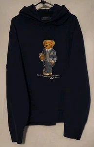 Polo Ralph Lauren Bear Hoodie Gr. L dunkelblau Fußball Preppy Bear - Bild 1 von 9