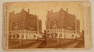 WEST HOTEL MINNEAPOLIS MINNESOTA STEREOVIEW TENNEY WINONA 1885-1890 - Foto 1 di 2