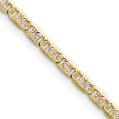 14k Tri-Color Gold 3.2mm Valentino Chain Necklace 26" 8.67gm Foto 1 de 4