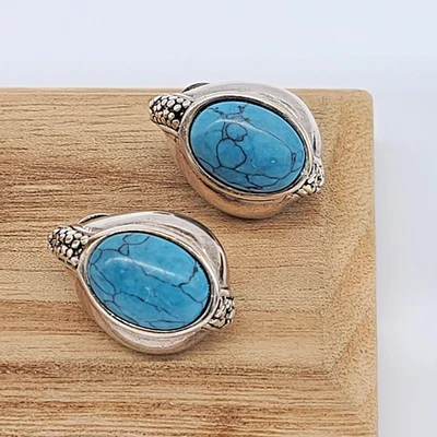 Premier Designs GRANADA Pendientes Clip/Poste Plata Filigrana Turquesa 1" Foto 1 de 4