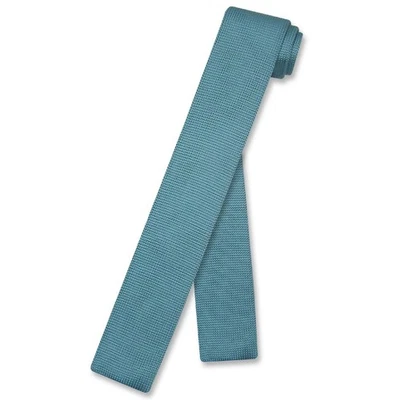 Biagio KNITTED Neck Tie Solid TURQUOISE AQUA BLUE Color Mens Knit NeckTie - Image 1 of 2