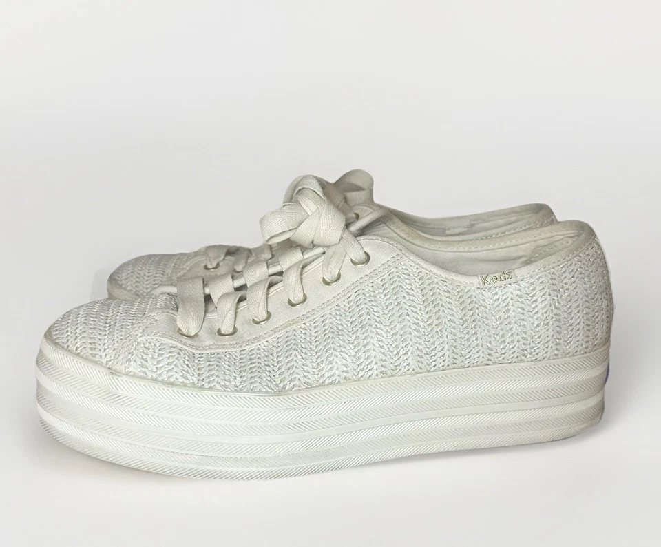 Tênis KATE SPADE x KEDS Feminino Triplo Tecido Plataforma Marfim Cadarço 9.5 - Imagem 1 de 4
