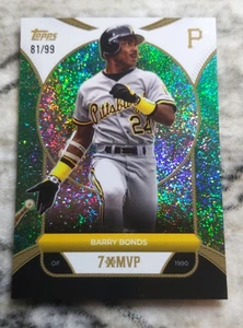 2025 Topps Welcome to the Club "7X MVP" Barry Bonds Green Stardust Foil 81/99 #4 - Foto 1 di 2
