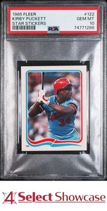 1985 FLEER STAR STICKERS #122 KIRBY PUCKETT RC TWINS HOF PSA 10 - Picture 1 of 4