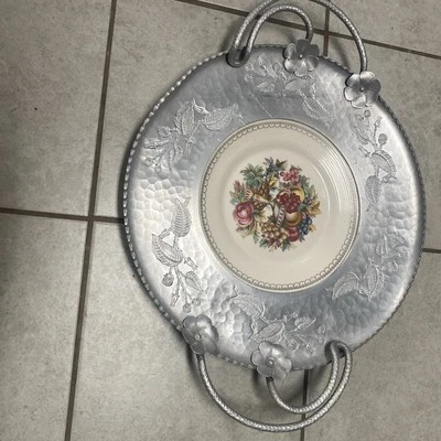 Plato de servir victoriano Triumph Limoges de oro blanco garantizado 22K con asas EE. UU. Foto 1 de 4