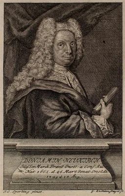 Georg Lichtensteger Benjamin Neukirch Porträt Dichter Kupferstich 18 Jhd Orig - Bild 1 von 2