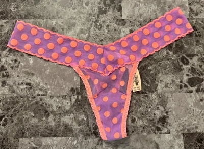 CALCINHA TANGA VINTAGE RARA NOVA COM ETIQUETAS VICTORIA'S SECRET O/S MALHA BOLINHAS PÊSSEGO LACIE - Imagem 1 de 3
