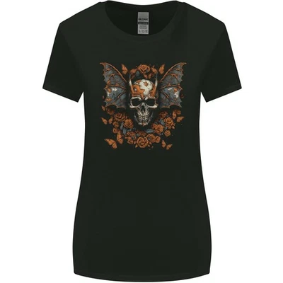 Démoniaque Chauve-Souris Crâne Satan Faucheur Démon Femmes Large Coupe T-Shirt - Photo 1/2
