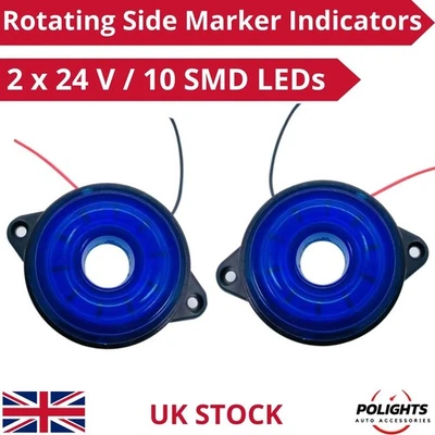 2 piezas 24V Azul 10 SMD LED Luces Marcadoras Laterales Giratorias Camión... - Imagen 1 de 4