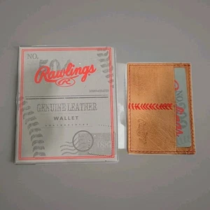Rawlings Baseball Stitch Echtleder Karten Geldbörse braun, hellbraun neu Geschenk Sohn - Bild 1 von 4