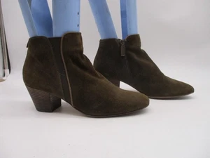 Aquatalia Brown Suede Zip Ankle Booties Womens Size 7 - Picture 1 of 9