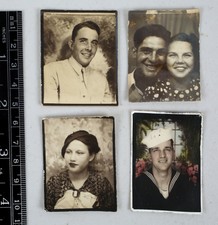 Lot of 4 1940s Vintage Photo Booth Photos Photobooth Sailor Soldier Color 
