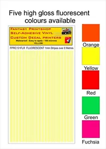 RC VINYL DECALS TRANSFERS STRIPES LINING PRE CUT FPRC131 FLUORESCENT YELLOW 1mm - Picture 1 of 3