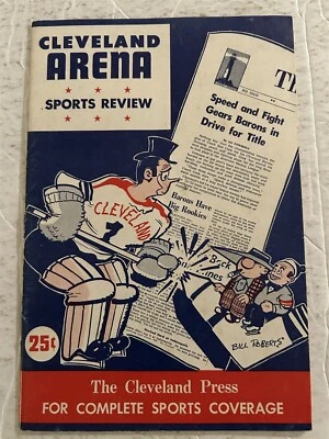 1952 CLEVELAND BARONS vs SYRACUSE WARRIORS Program AHL Johnny BOWER Steve WACHY - Image 1 of 4